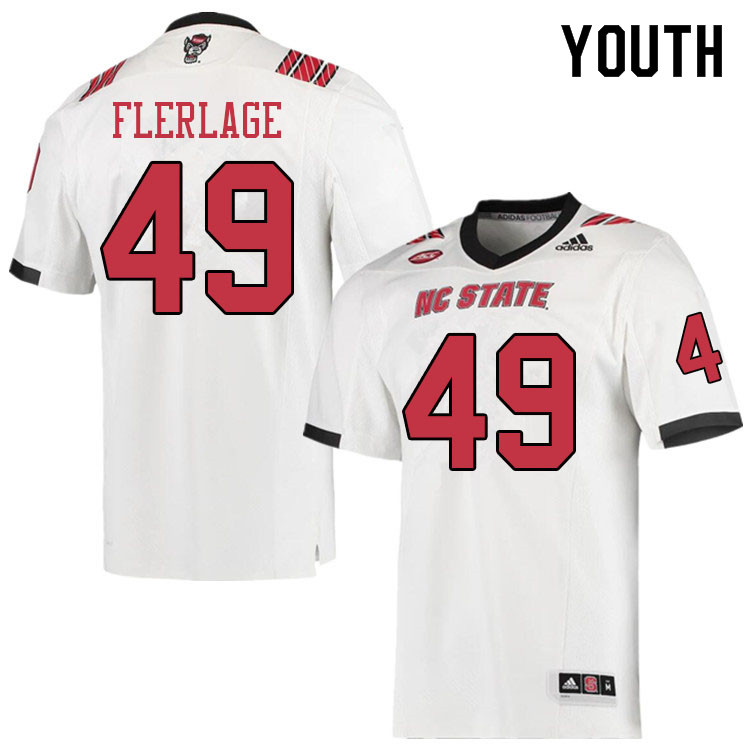 Youth #49 Bernard Flerlage NC State Wolfpack College Football Jerseys Sale-White - Click Image to Close